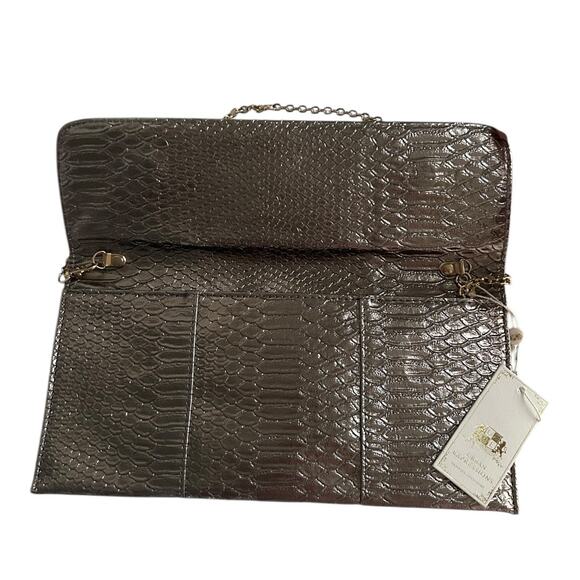 Urban Expressions Reilly Vegan Leather Clutch Crossbody Pewter 12"L x 6"H NEW - Picture 2 of 8